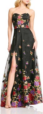 Dress the Population Imogen Floral Strapless Gown