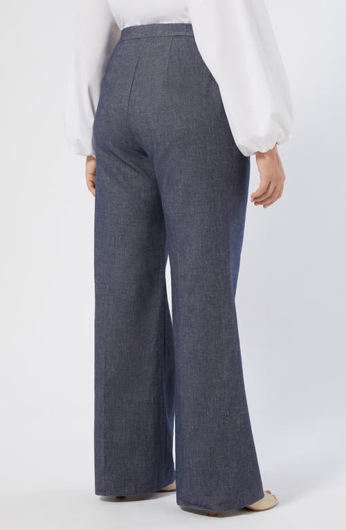 Marina Rinaldi Brigitta Cotton Blend Pants In Blue