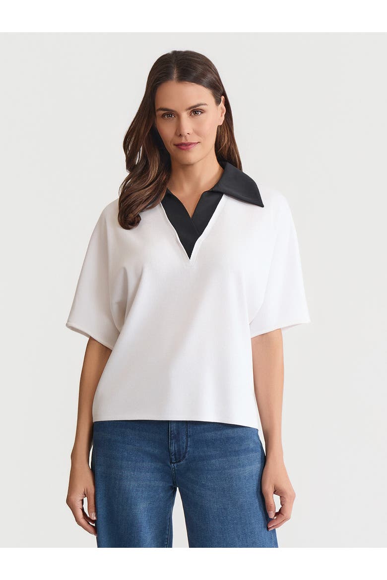 Mixed Media Soft Knit Shirt, Alternate, color, White