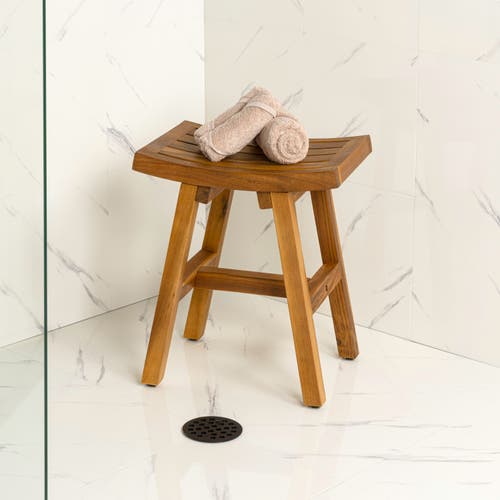 Jonathan Y Tamlyn 15.75" Traditional Classic Slatted Solid Acacia Wood Indoor/outdoor Shower Stool In Brown