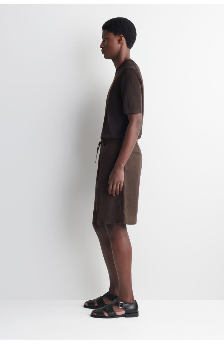 COS Pleated Linen Drawstring Shorts, Alternate, color, Brown