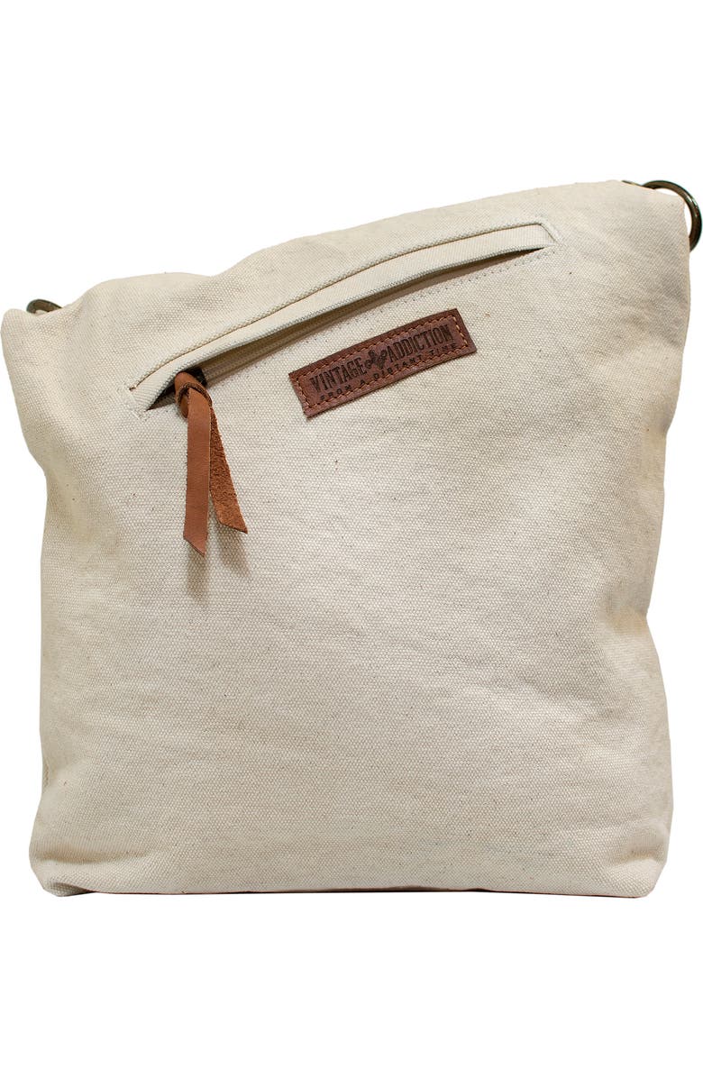VINTAGE ADDICTION Canvas & Leather Crossbody Bag, Alternate, color, Ivory
