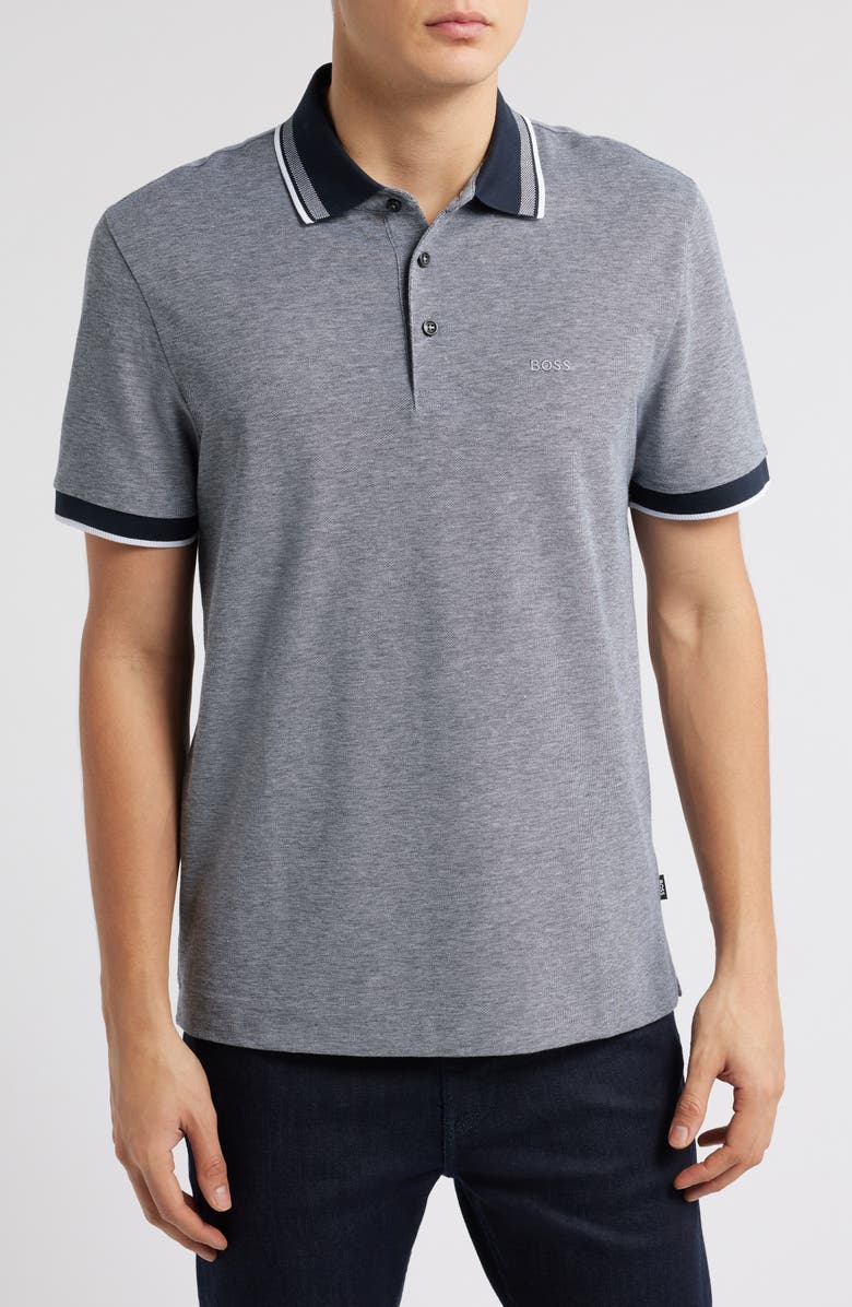 BOSS Prout Tipped Cotton Piqué Polo, Main, color, 