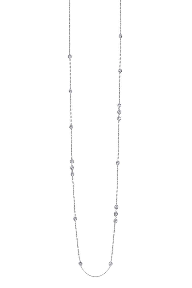 Long Simulated Diamond Station Necklace, Alternate, color, SILVER