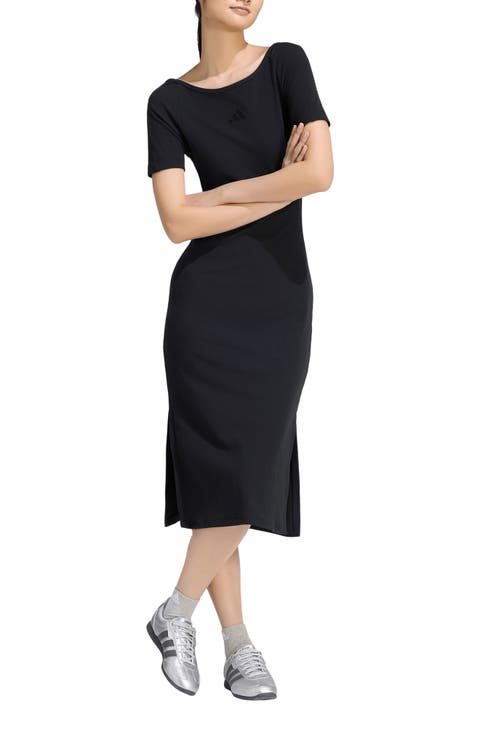 Rib Short Sleeve Midi Dress