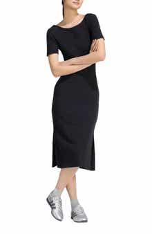Rib Short Sleeve Midi Dress