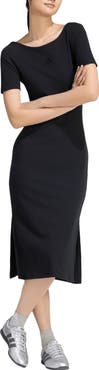 adidas Rib Short Sleeve Midi Dress
