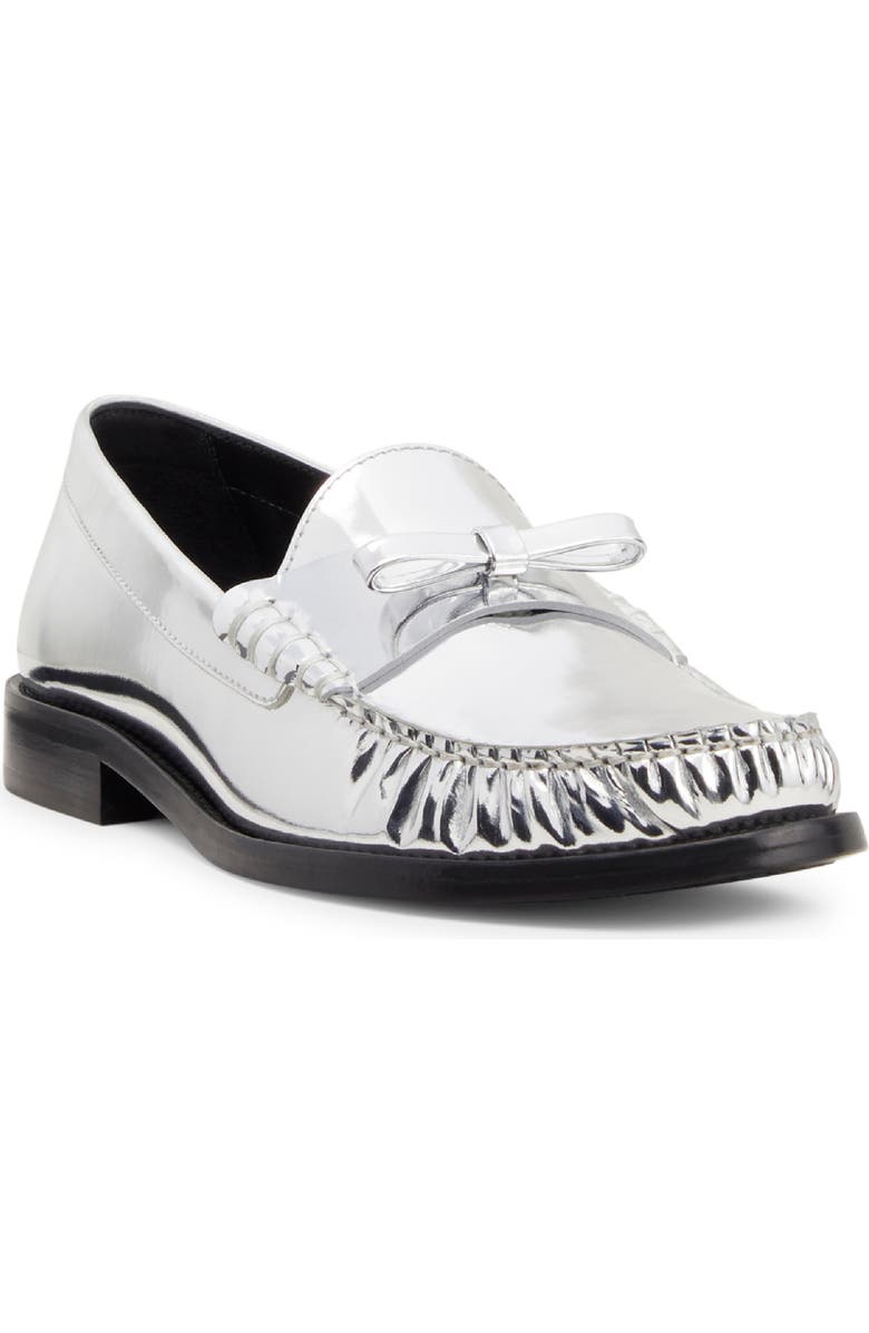 Stuart Weitzman Lottie Bow Loafer, Main, color, Silver