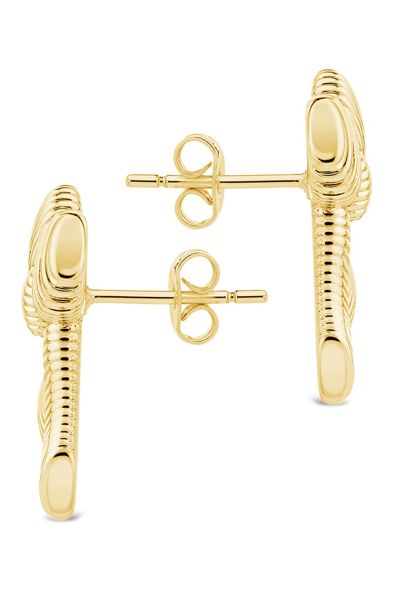 Ribbed Bow Stud Earrings, Alternate, color, GOLD