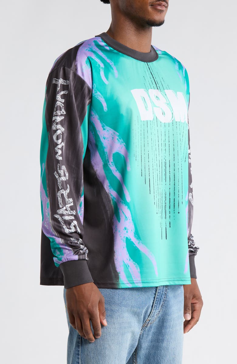 DIET STARTS MONDAY Flame Logo Detail Long Sleeve Top, Alternate, color, Teal/Purple