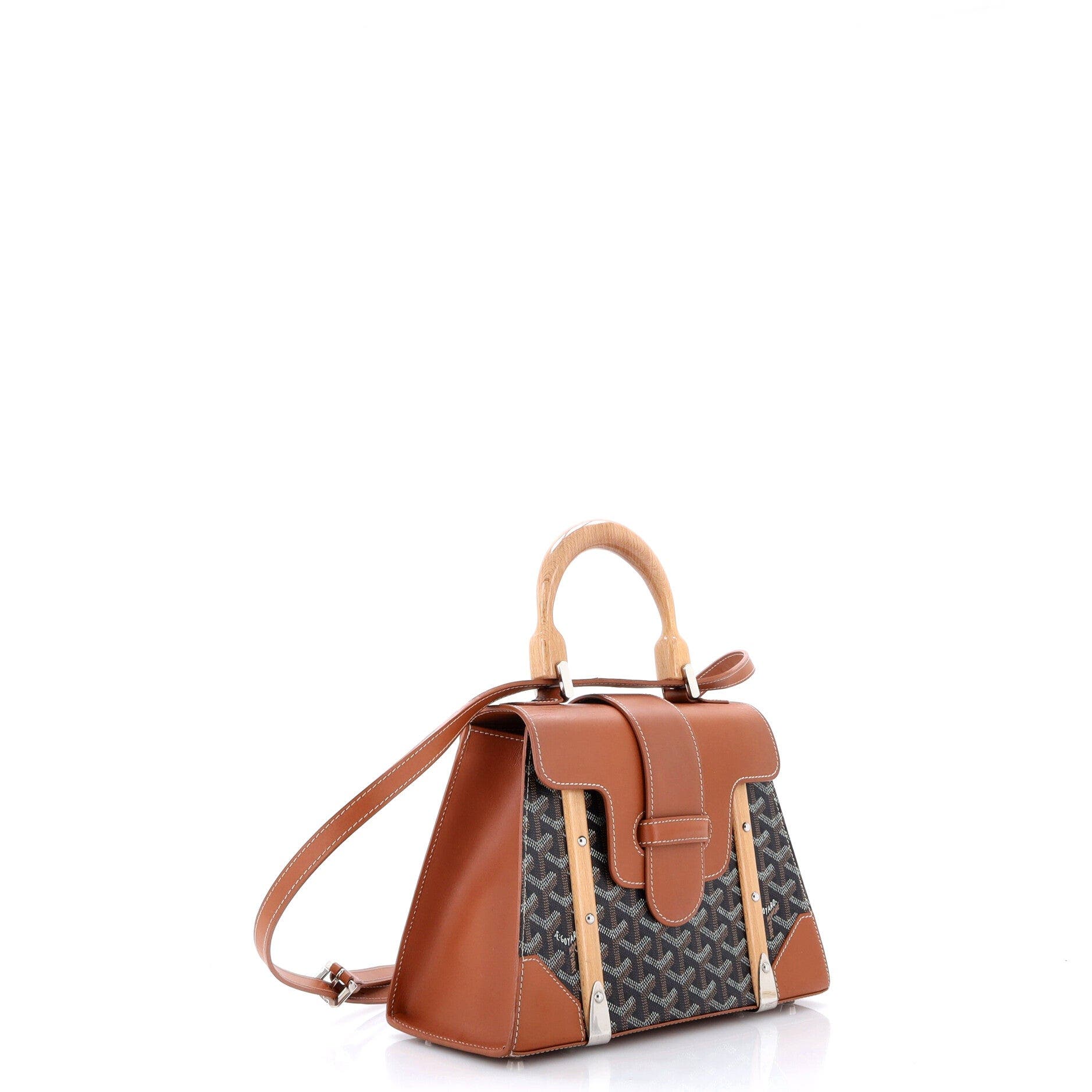 Saigon Top Handle Bag Coated Canvas with Leather PM, Alternate, color, Brown