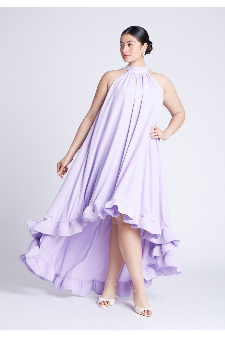 High Low Dramatic Ruffle Detail Dress, Alternate, color, LILAC BREEZE