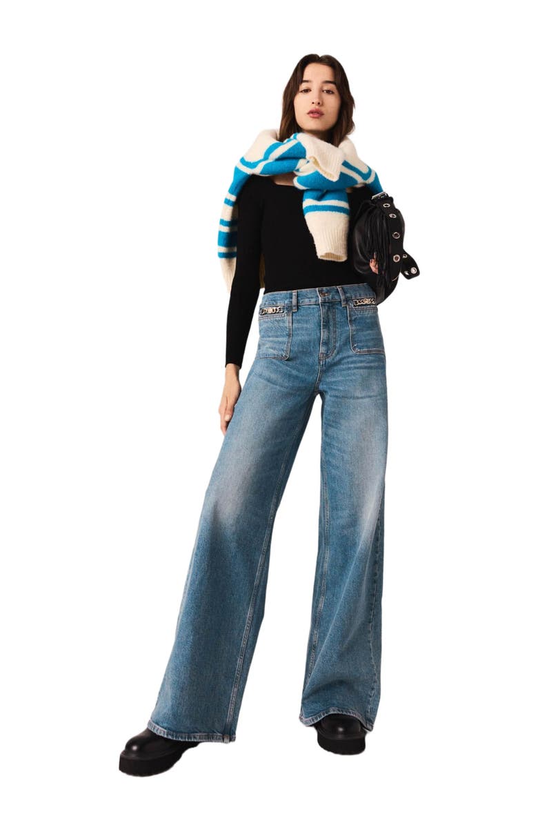 maje Flared jeans with chain, Alternate, color, Blue