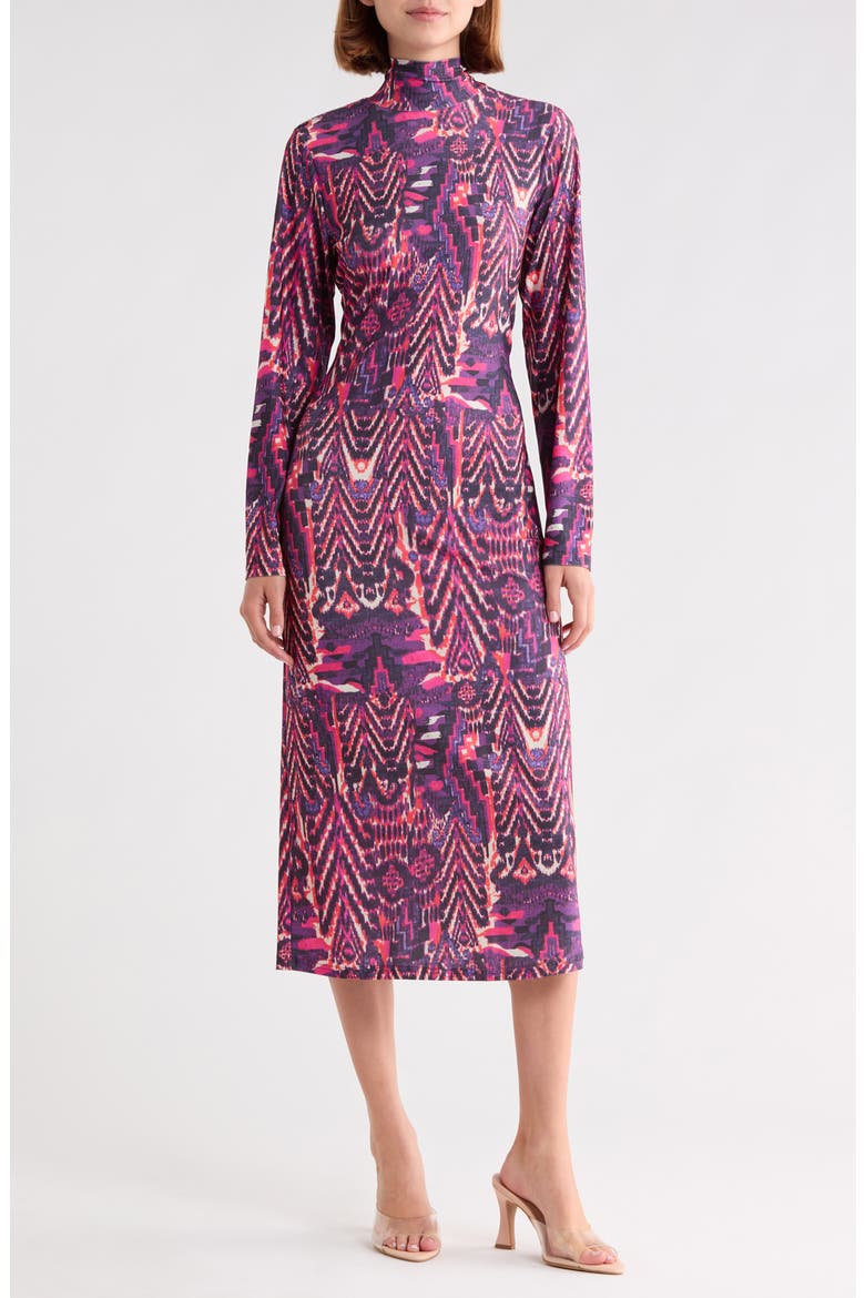 Long Sleeve Midi Dress, Main, color, ABSTRACT PRINT