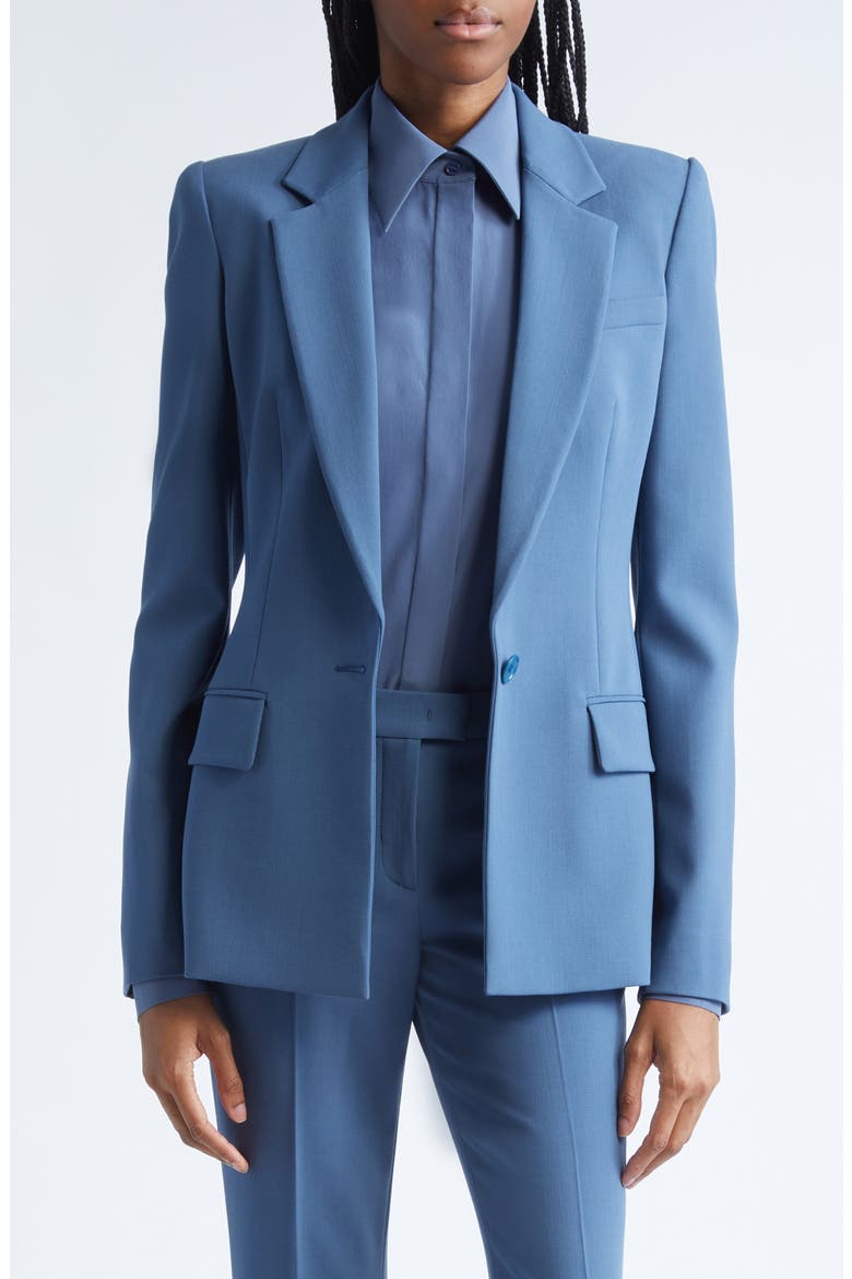 Stretch Virgin Wool Blazer, Main, color, STEEL