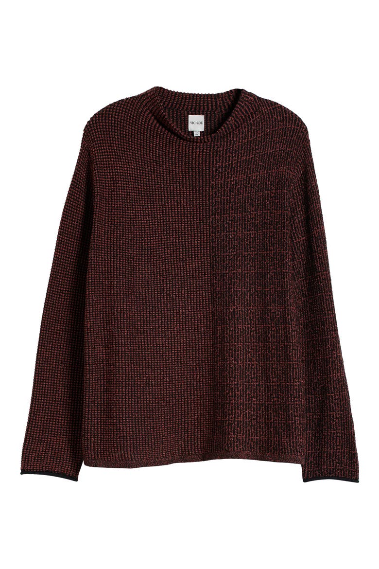 Pixel Knit Funnel Neck Sweater, Alternate, color, RED MIX