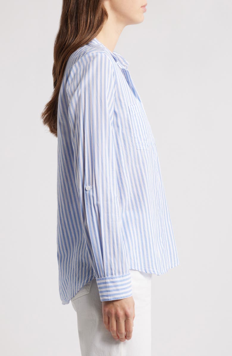 beachlunchlounge Stripe Cotton & Modal Button-Up Shirt, Alternate, color, Ponds And Bay