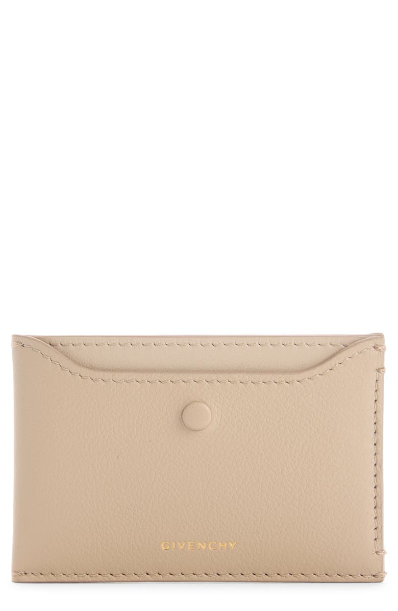 Givenchy Day Grained Leather Card Case, Main, color, 257-Natural Beige