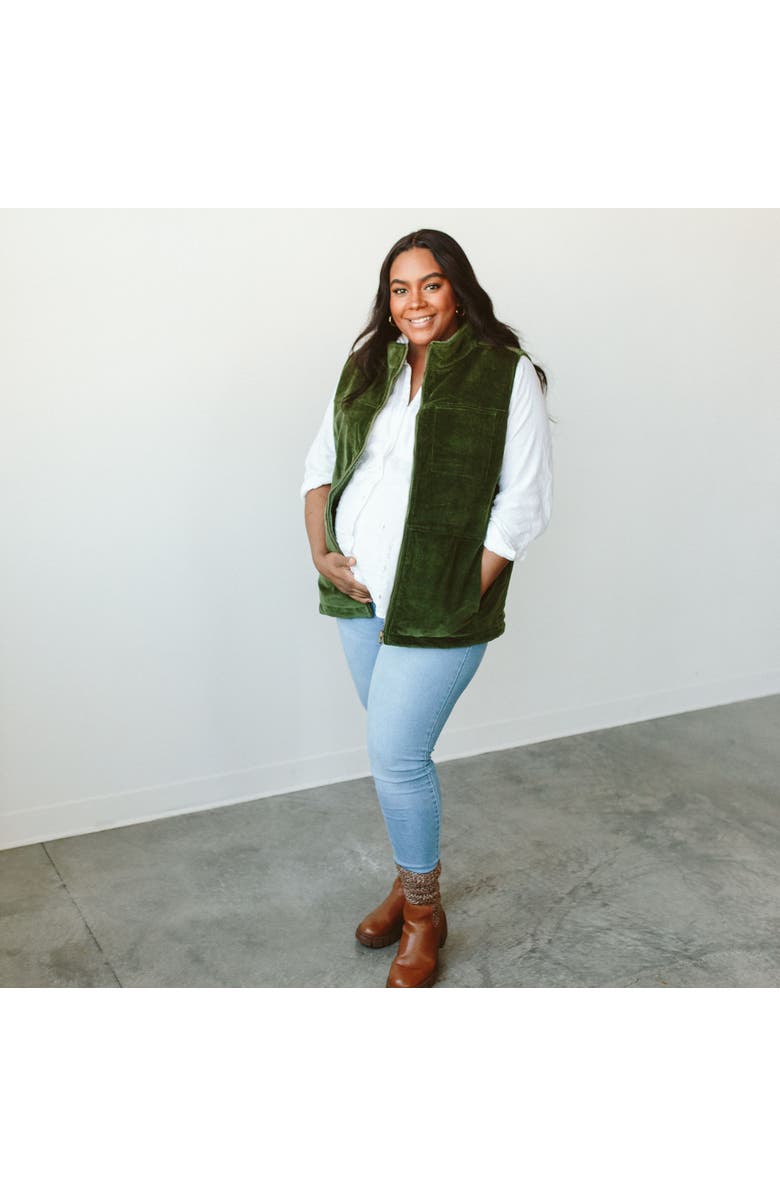 goumikids adult corduroy + faux shearling reversible vest - spruce, Alternate, color, Spruce