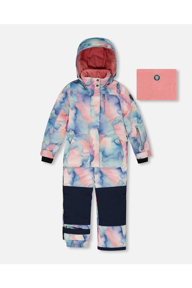 Girl's One Piece Snowsuit Printed Pastel Watercolor, Main, color, Printed Pastel Watercolor