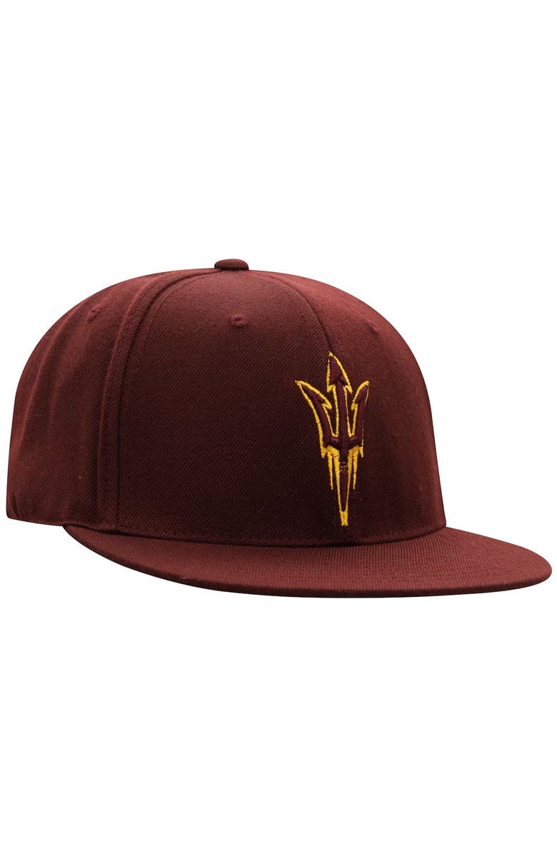 TOP OF THE WORLD Men's Top of the World Maroon Arizona State Sun Devils Team Color Fitted Hat, Alternate, color, Maroon