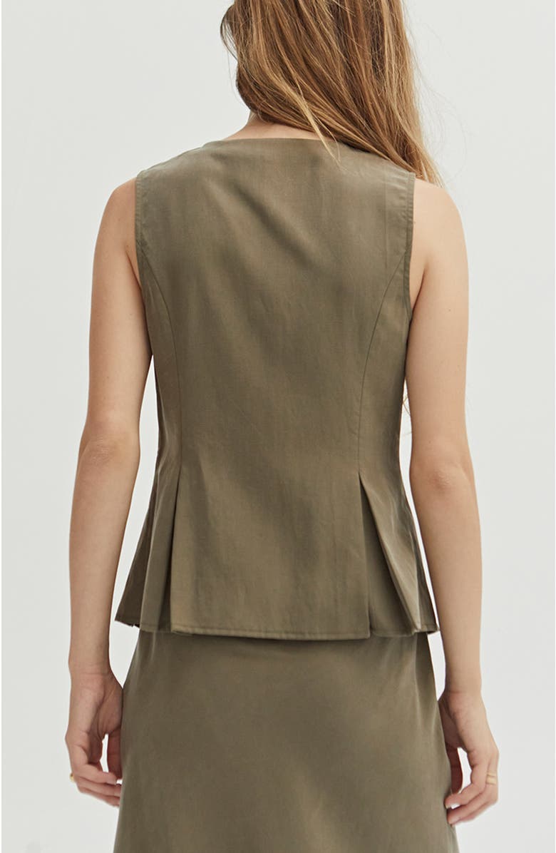 CRESCENT Lyocell & Linen Pleated Vest, Alternate, color, 