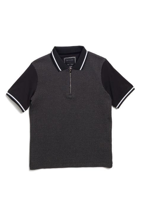 Kids' Stripe Jacquard Quarter Zip Polo (Little Kid)