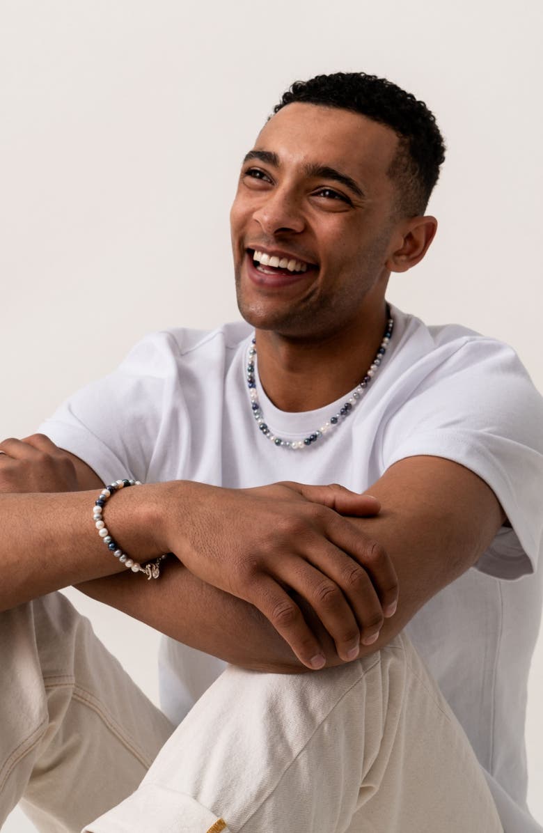 Dower & Hall Men's Mixed Pearls Bracelet, Alternate, color, Sterling Silver