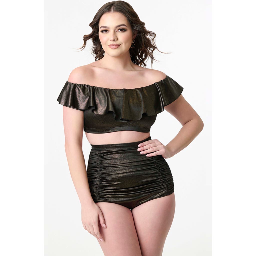 UNIQUE VINTAGE UNIQUE VINTAGE RUFFLED RAMONA SWIM TOP