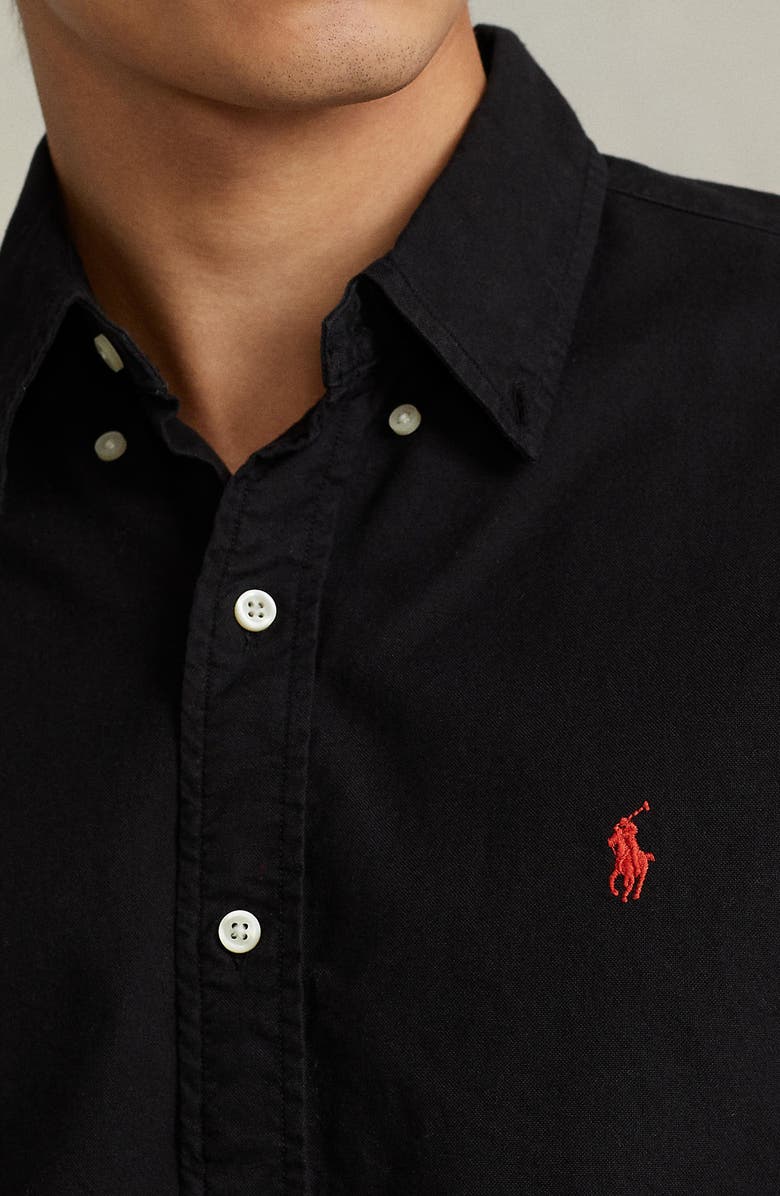 Polo Ralph Lauren Classic Fit Garment-Dyed Long Sleeve Oxford Shirt, Alternate, color, Polo Black