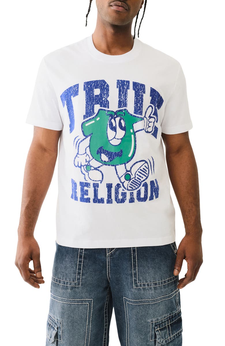 True Religion College Shoey Graphic T-Shirt, Main, color, Optic White