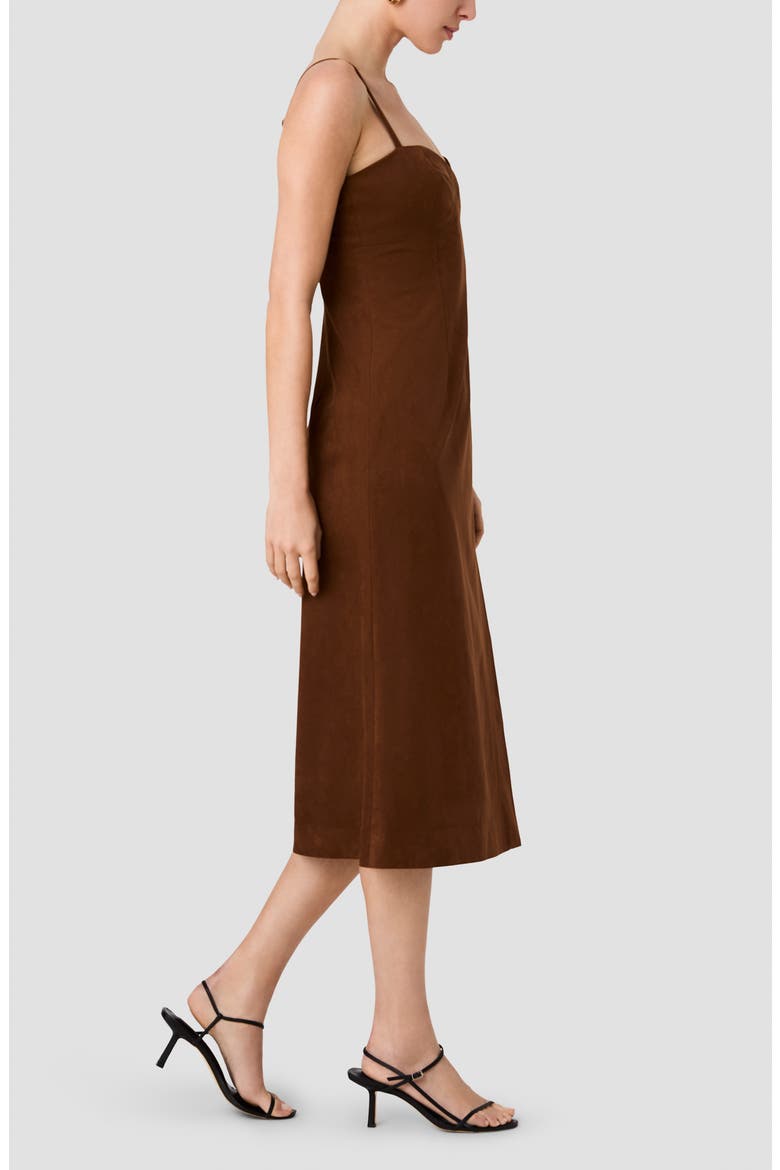 Sonja Sleeveless Faux Suede Midi Dress, Alternate, color, CHESTNUT BROWN