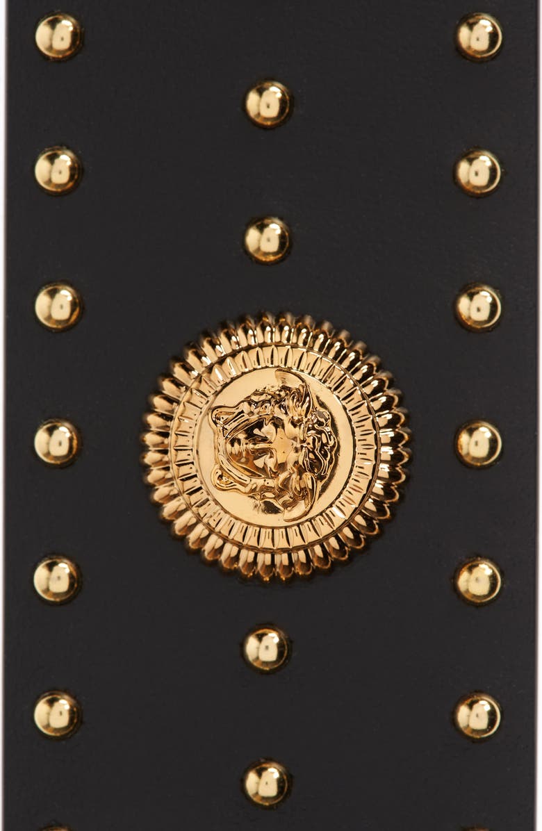 Versace Studded Biggie Coin Belt, Alternate, color, Black-Versace Gold