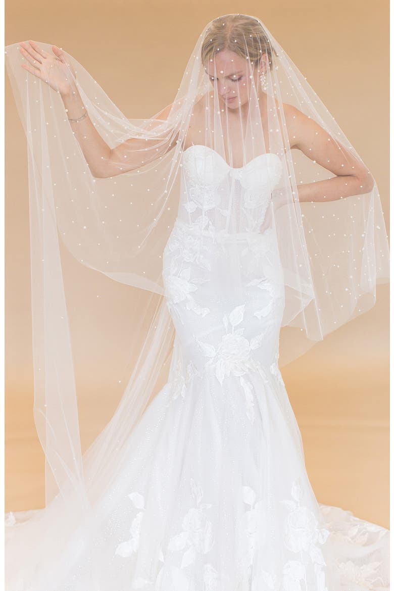 Baylin Imitation Pearl Floor Length Chapel Veil (Nordstrom Exclusive), Alternate, color, IVORY