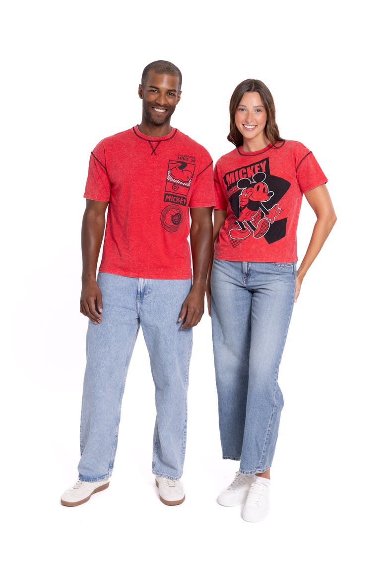 Mickey Mouse Women's Short Sleeve T-Shirt, Alternate, color, Red Peace Mickey
