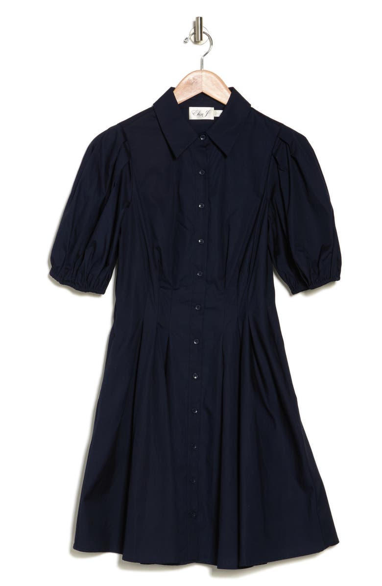 Eliza J Puff Sleeve Cotton Shirtdress, Alternate, color, 