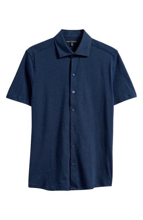 Robert Barakett Kimberton Short Sleeve Knit Button-up Shirt In Navy