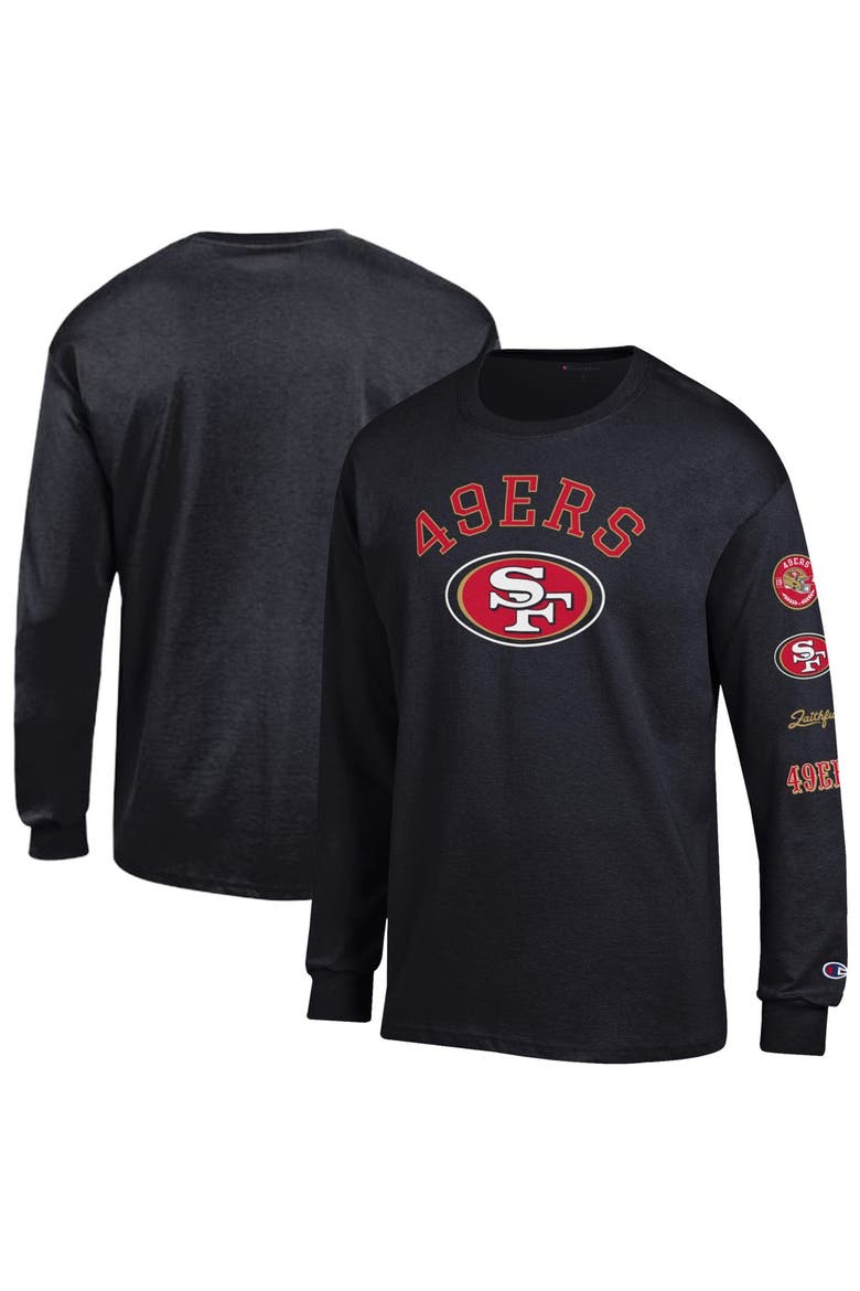 Men's Champion  Black San Francisco 49ers Seal Long Sleeve T-Shirt, Main, color, Black