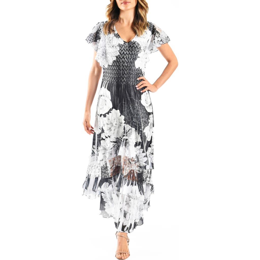 KOMAROV KOMAROV FLUTTER SLEEVE MAXI DRESS
