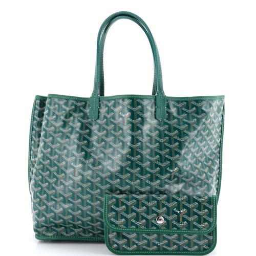 Pre-owned Goyard Goyard Anjou Reversible Tote Coated Canvas Pm In Green
