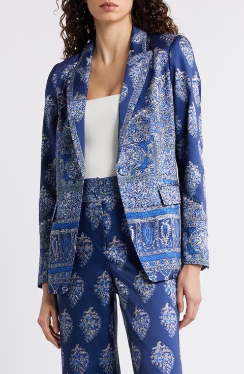 Maeve Mixed Paisley Print Satin Jacket