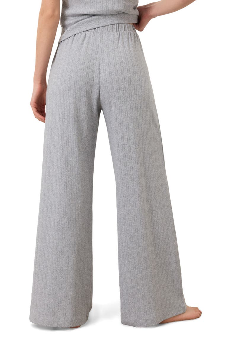 Organic Cotton Pointelle Wide Leg Pant, Alternate, color, Heather Grey