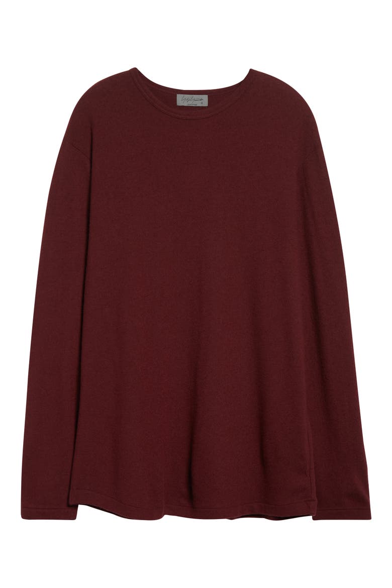Long Sleeve Super 120s Wool Crewneck T-Shirt, Alternate, color, BORDEAUX