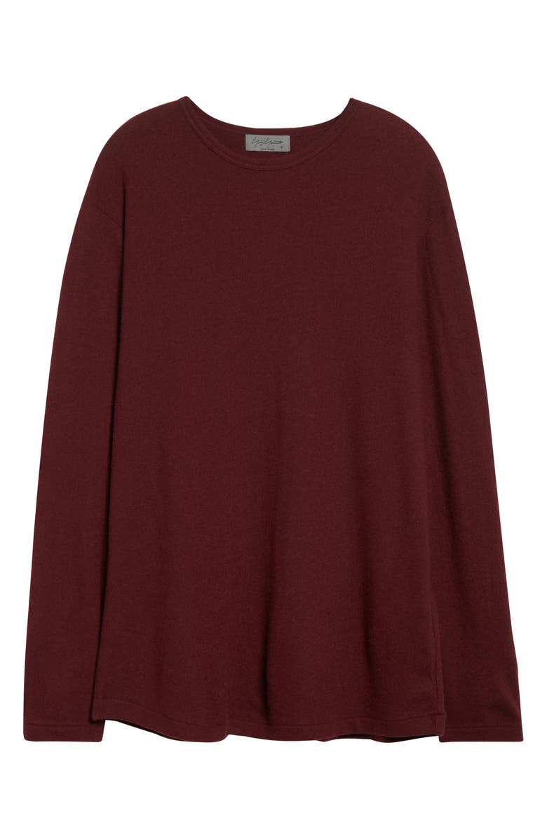 Yohji Yamamoto Long Sleeve Super 120s Wool Crewneck T-Shirt, Alternate, color, Bordeaux