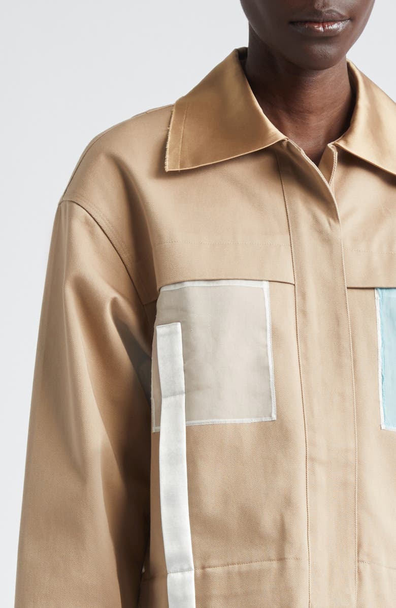 Jason Wu Collection Collage Boxy Oversize Organic Cotton Twill Jacket, Alternate, color, Cardboard