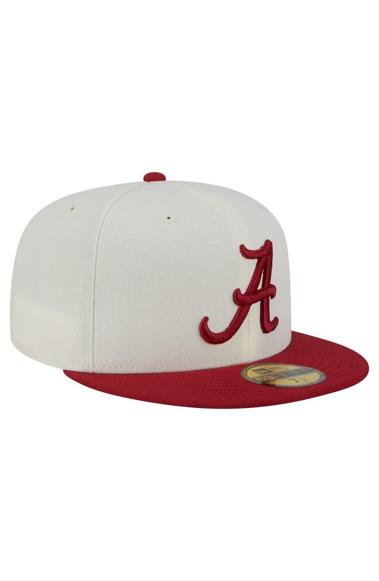 New Era Men's New Era Cream Alabama Crimson Tide Chrome 59FIFTY Fitted Hat, Alternate, color, 