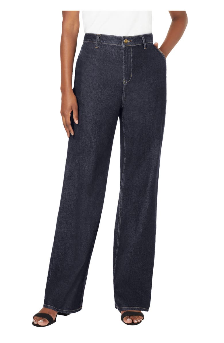 Jessica London True Fit Stretch Denim Wide Leg Jean, Main, color, Indigo