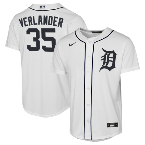 Youth Nike Justin Verlander White Detroit Tigers Home Replica Jersey