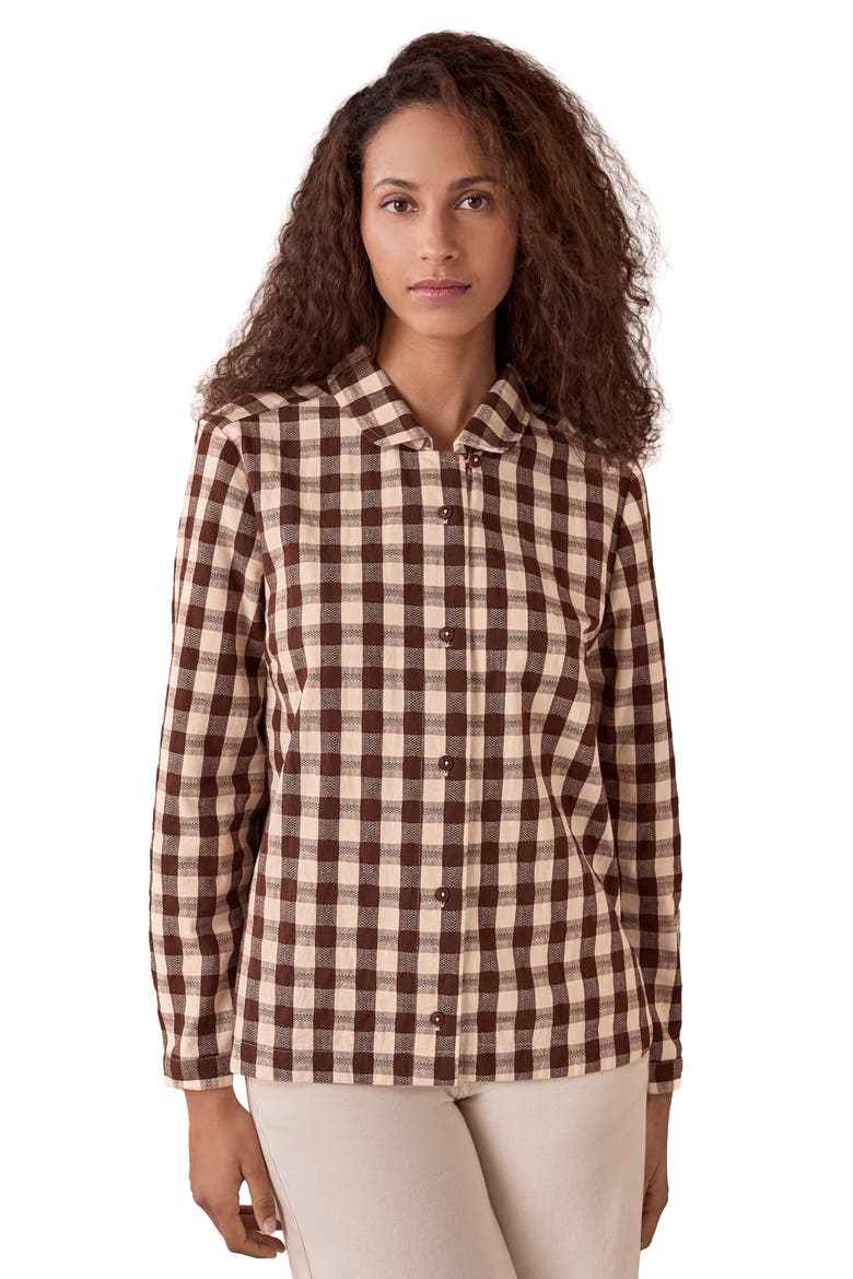 Gingham Button Through Shirt, Alternate, color, Chocolate Gingham