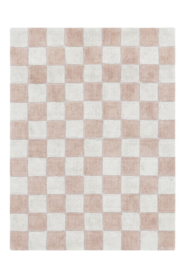Tiles Washable Cotton Blend Rug, Main, color, ROSE